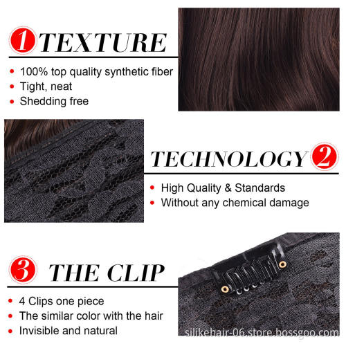 Clip In Hair Extensions Synthetic Wavy 24 inch 190G Premium Heat Resistant Hair
